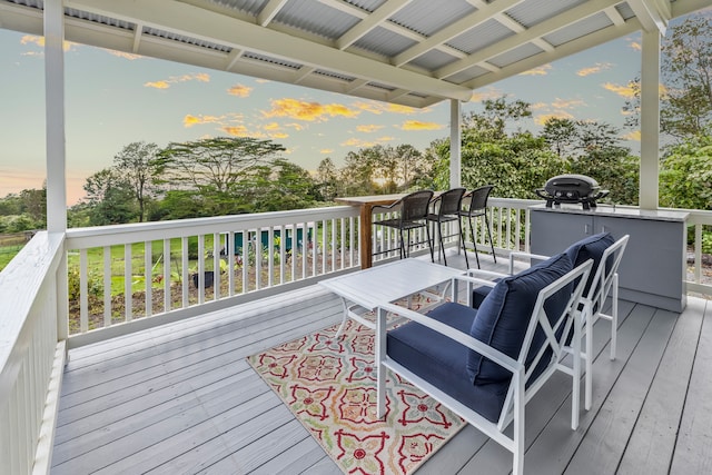 view of deck at dusk