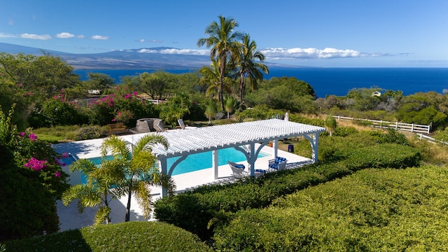 view of pool featuring a pergola and a patio