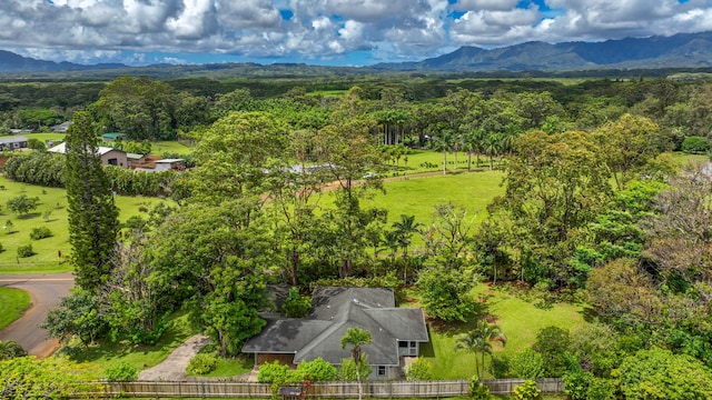 bird's eye view with a mountain view