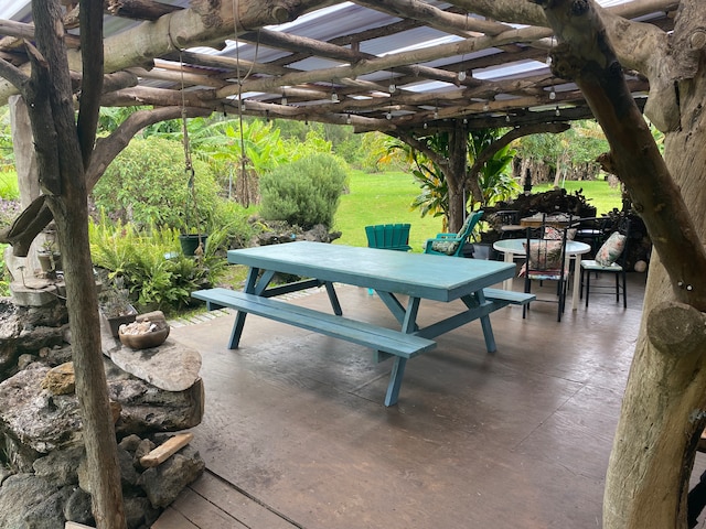 view of patio / terrace featuring a pergola