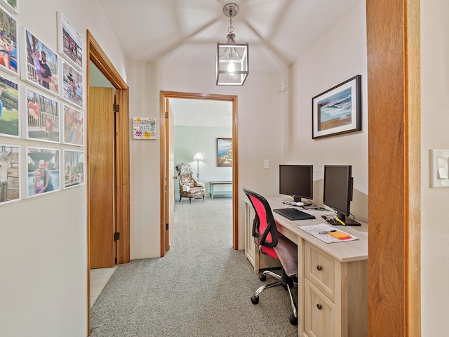 view of carpeted home office