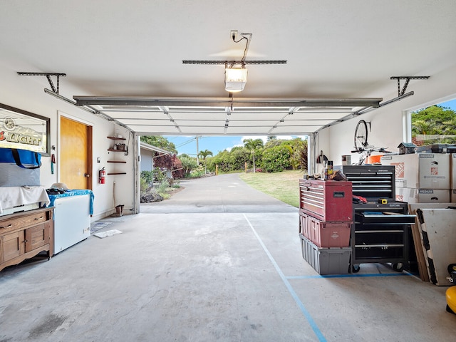 garage with a garage door opener