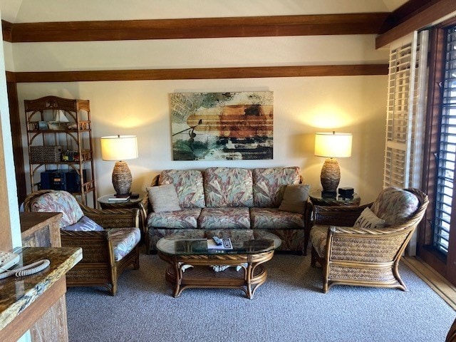 living room featuring carpet floors