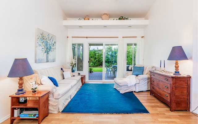 living room with light hardwood / wood-style flooring