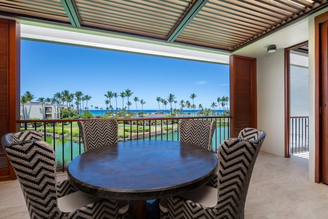 balcony with a water view