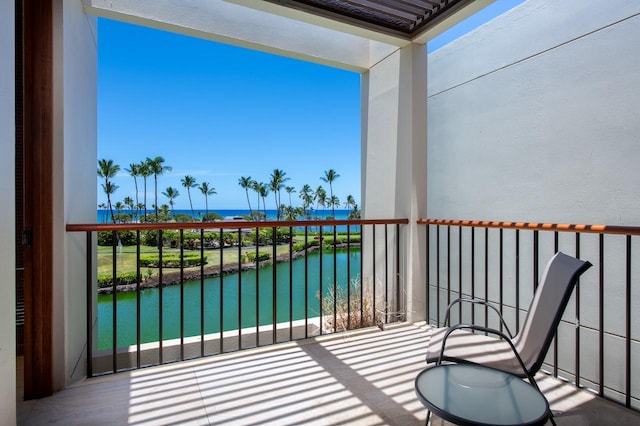 balcony with a water view