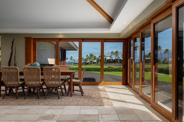 dining room with light tile patterned flooring