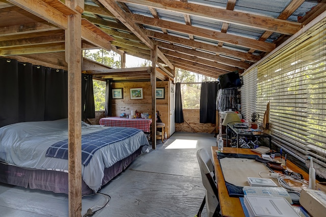 bedroom with vaulted ceiling