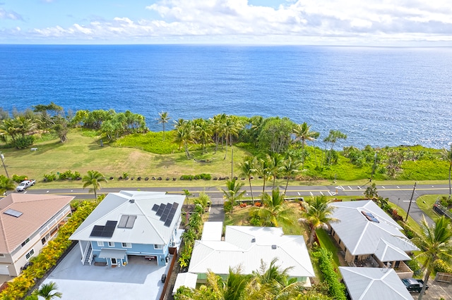 aerial view with a water view and a residential view