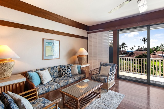 living room with hardwood / wood-style flooring