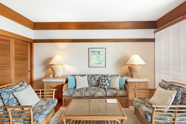 living area featuring wood finished floors