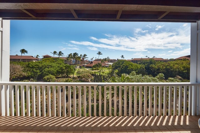 wooden deck featuring a residential view