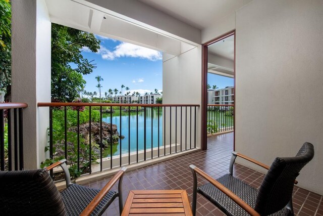 balcony with a water view