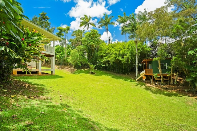 view of yard featuring a playground