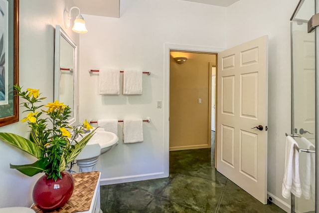 bathroom with vanity and tile patterned flooring