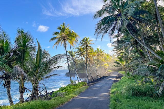 view of road featuring a water view