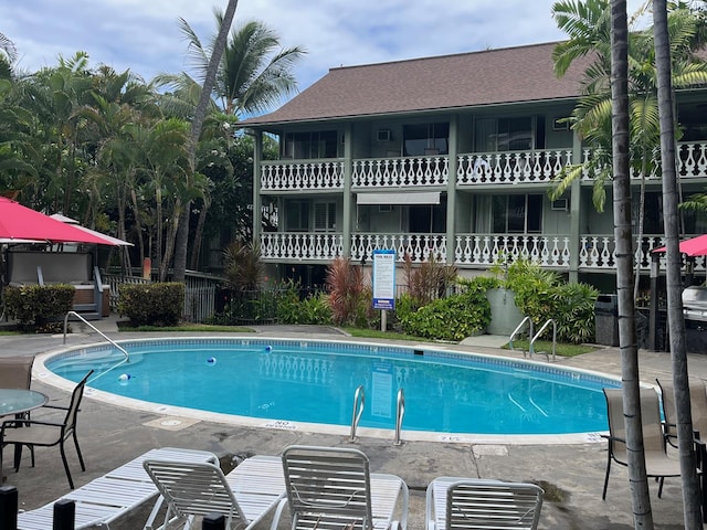 community pool with fence