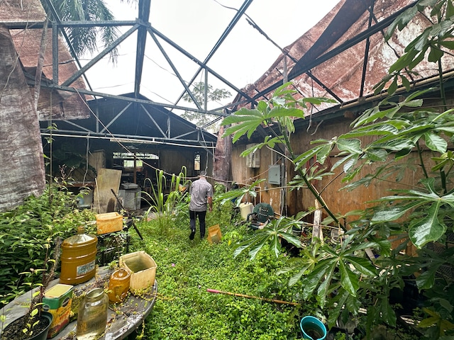 view of yard with a lanai