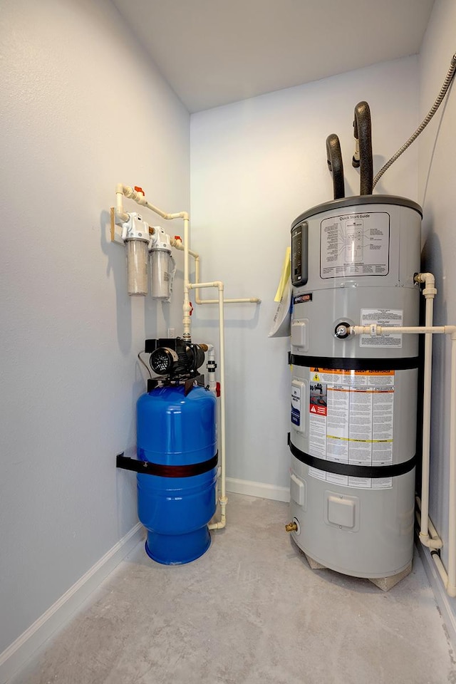 utility room with water heater