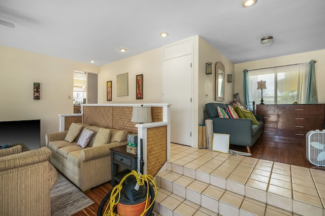 living room featuring light wood-type flooring