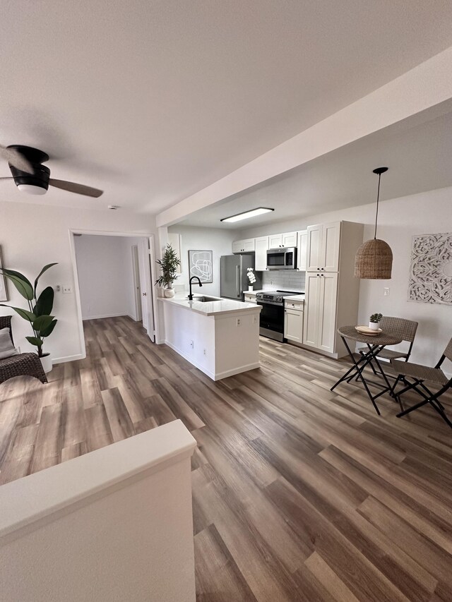 interior space featuring ceiling fan and hardwood / wood-style flooring