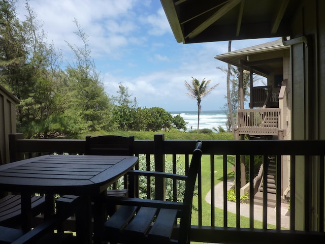 balcony with a water view