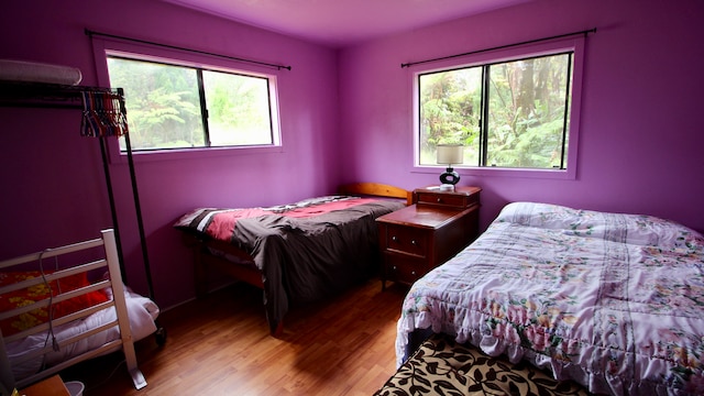 bedroom featuring light wood-type flooring