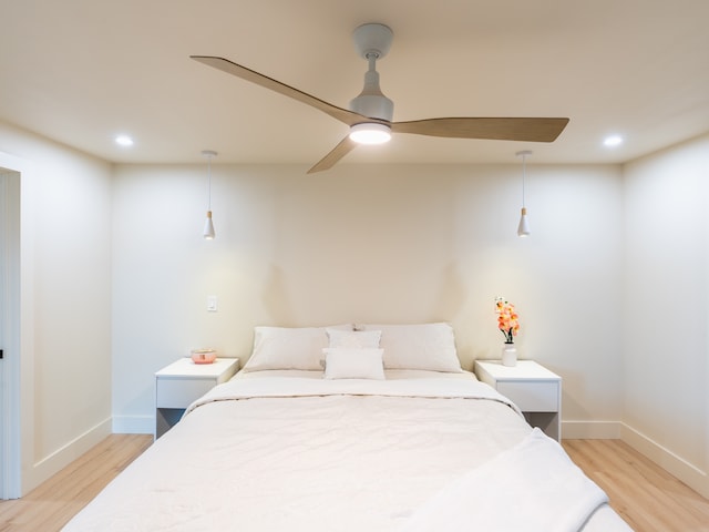 3510 Mokihana Rd, Hanapepe, HI 96716 - bedroom with light hardwood / wood-style floors and ceiling fan