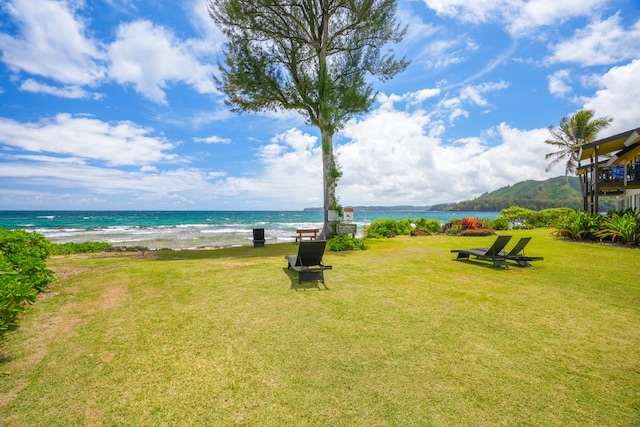 property view of water with a beach view