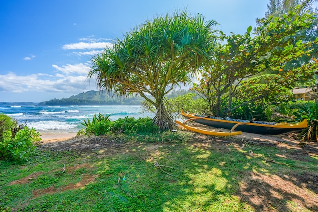 exterior space with a view of the beach and a water view