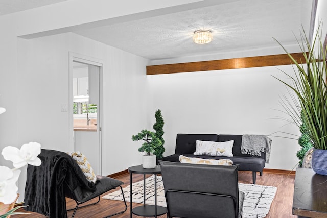 interior space featuring hardwood / wood-style floors and a textured ceiling