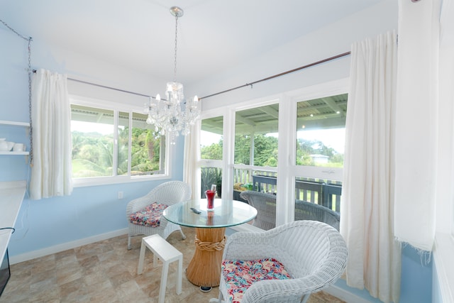 dining room featuring a notable chandelier