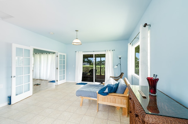 sitting room with french doors