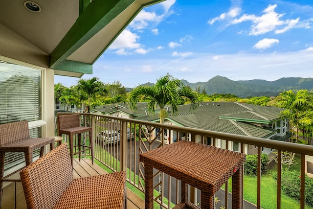 balcony with a mountain view