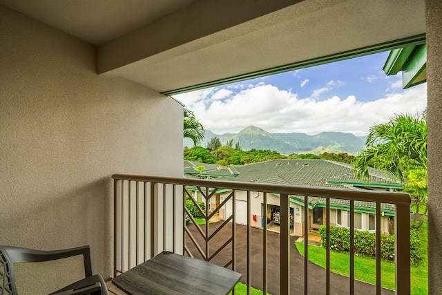 balcony with a mountain view