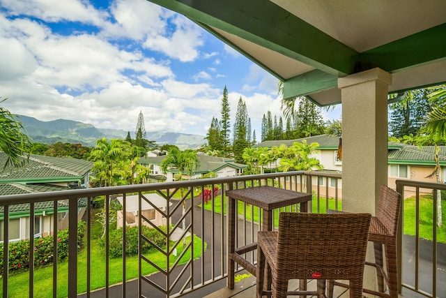 balcony with a mountain view