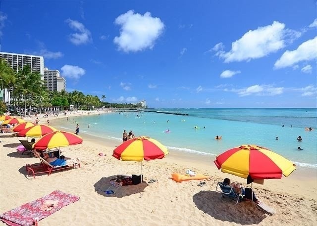 property view of water featuring a beach view