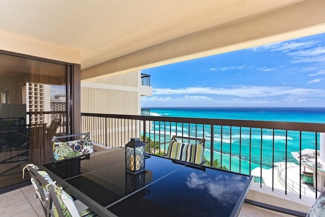 balcony with a water view