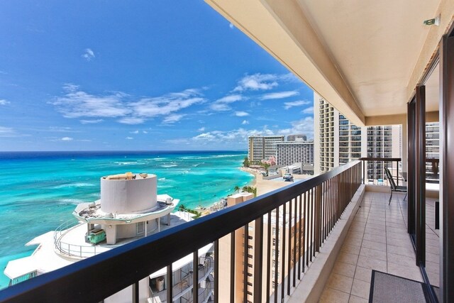 balcony with a water view