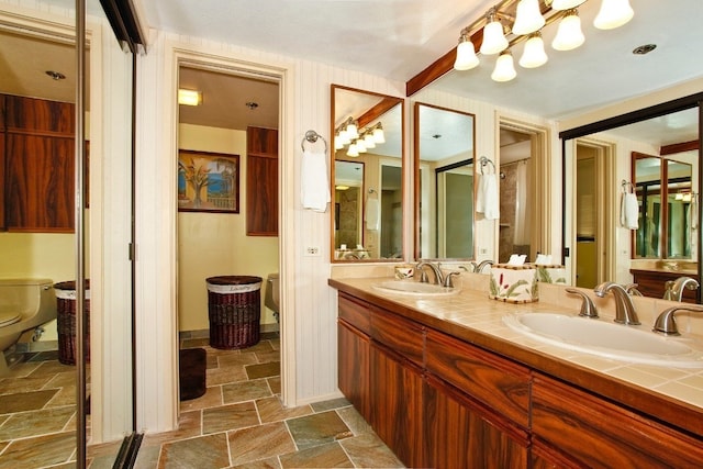 bathroom with tile patterned floors, toilet, and vanity