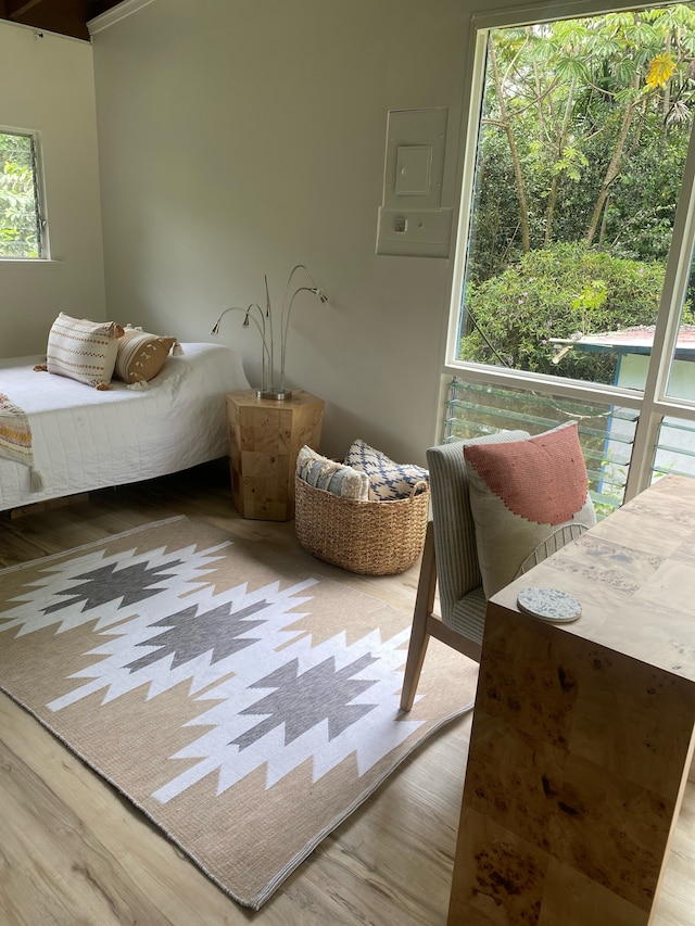 bedroom featuring light hardwood / wood-style flooring