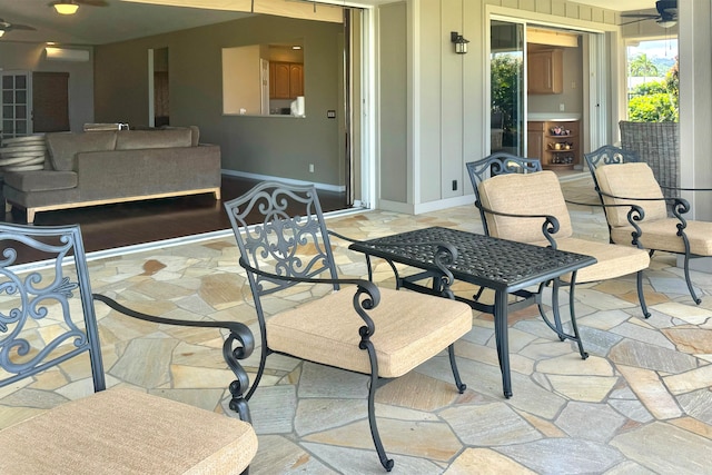 view of patio / terrace featuring an outdoor hangout area and ceiling fan