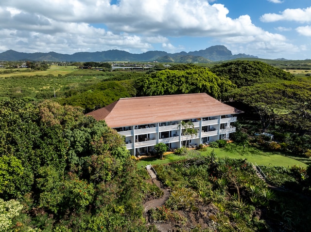 aerial view featuring a mountain view