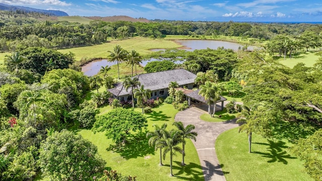 5792 Kahiliholo Rd, Kilauea, HI 96754 - aerial view featuring a water view and a forest view