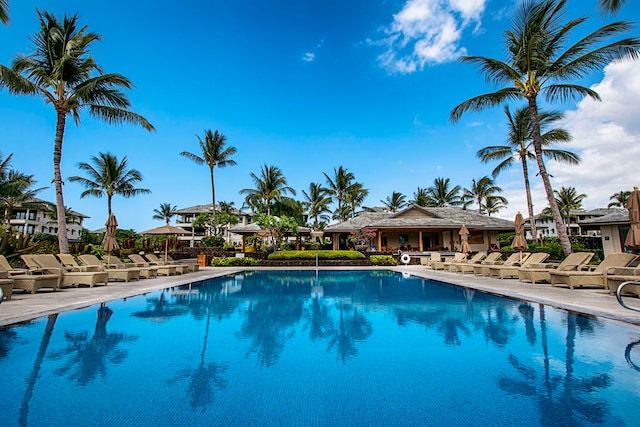 pool with a patio area