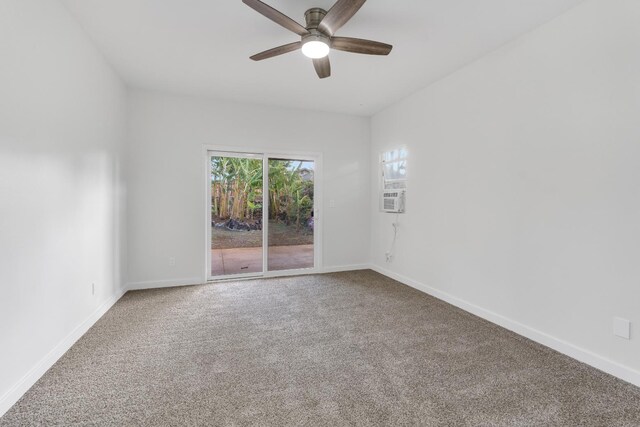 unfurnished bedroom with ceiling fan, a closet, carpet, and a spacious closet