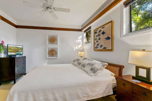 bedroom featuring ceiling fan