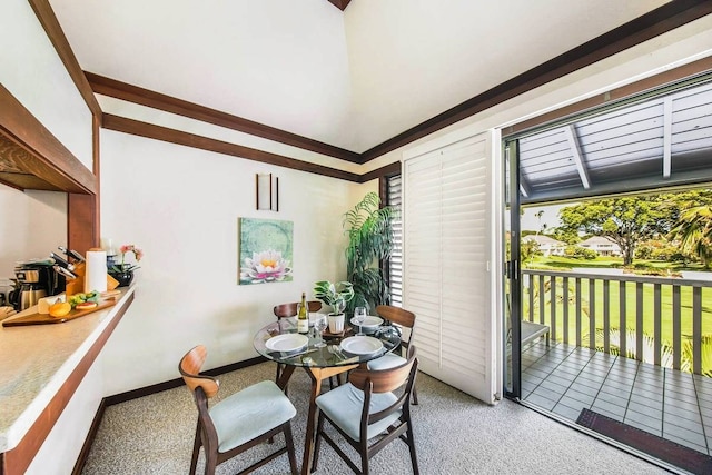 view of carpeted dining space