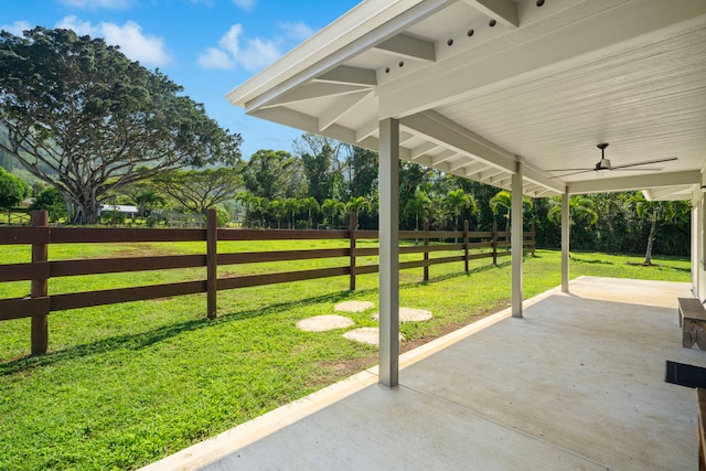 850 Kamalu Rd, Kapaa, HI 96746 - view of patio / terrace featuring ceiling fan and a fenced backyard