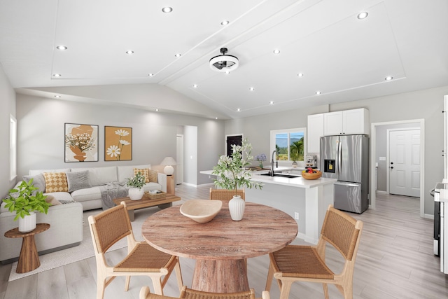 850 Kamalu Rd, Kapaa, HI 96746 - dining area with recessed lighting, baseboards, lofted ceiling, and light wood-type flooring